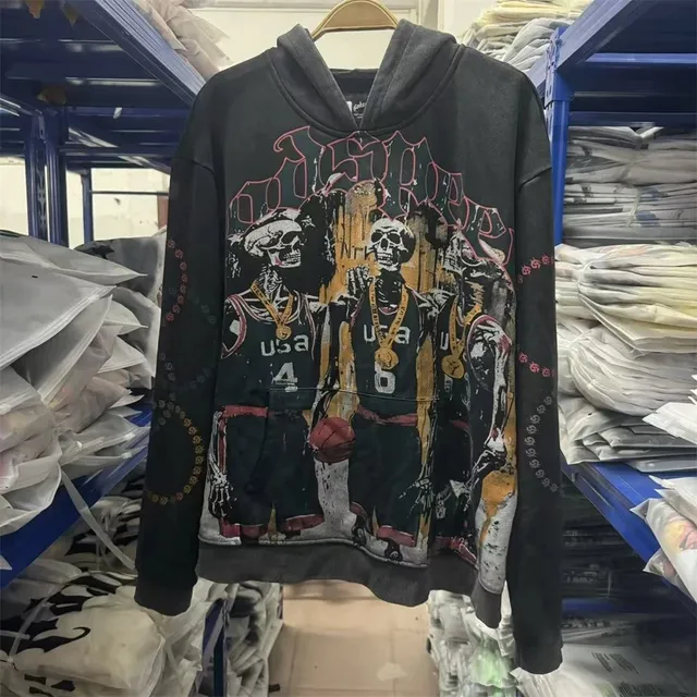 Off-White Graphic Hoodie Skull USA Basketball Print