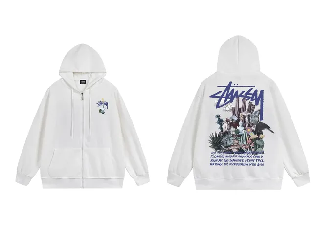 Stüssy Zip-Up Hoodie Floral Graphic