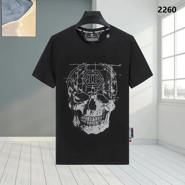 Philipp Plein Skull Graphic T-Shirt Crystal Skull Print