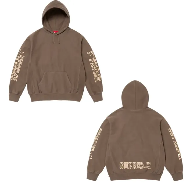 Supreme Box Logo Hooded Sweatshirt Brown with Beige Print