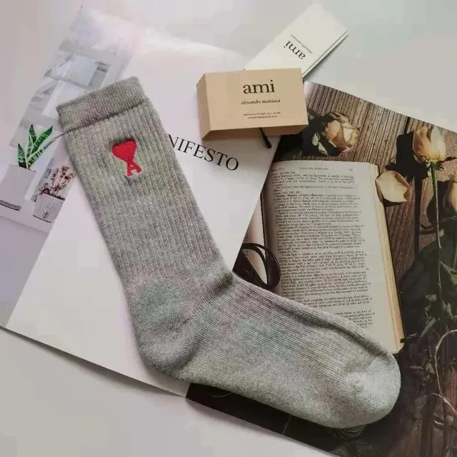 AMI Paris Logo Sock Heart Embroidery