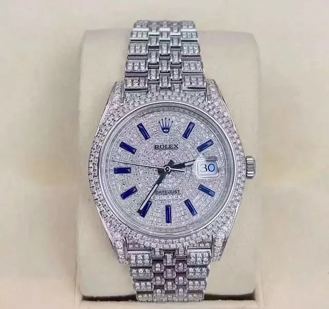 Rolex Datejust Diamond Pave with Blue Indexes