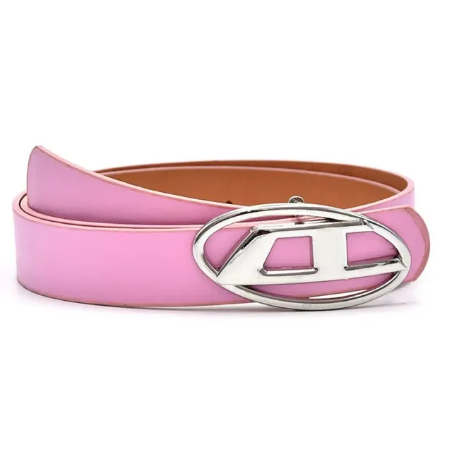 Diesel Logo Buckle Belt Metallic Logo