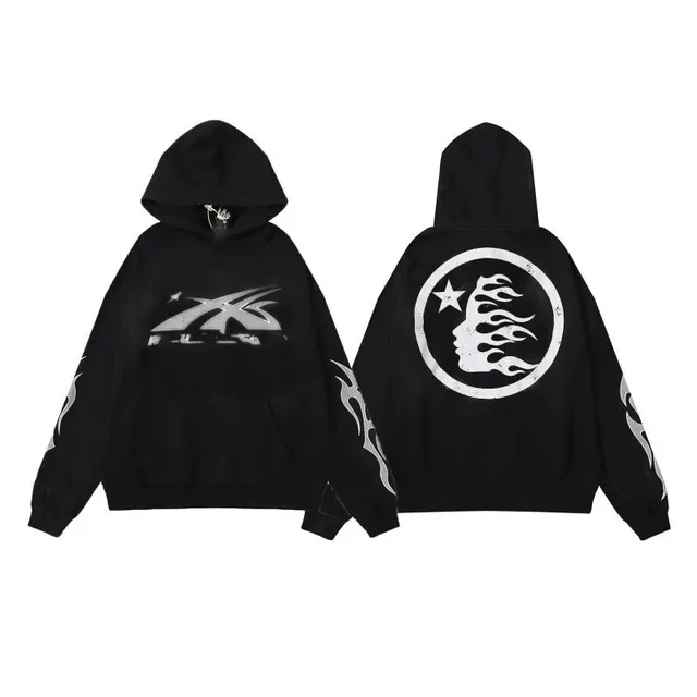 Sp5der Hooded Sweatshirt Flame Logo Print