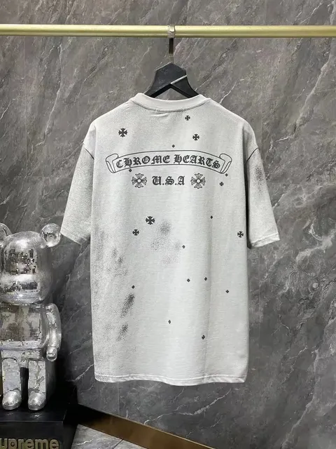 Chrome Hearts Short-Sleeve T-Shirt Distressed Logo Print