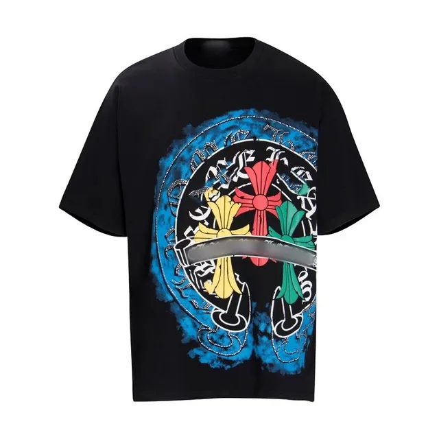 Chrome Hearts Graphic Tee Cross Motif with Rhinestones