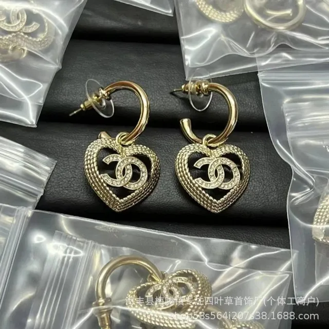 Chanel Heart Earrings Crystal-Embellished