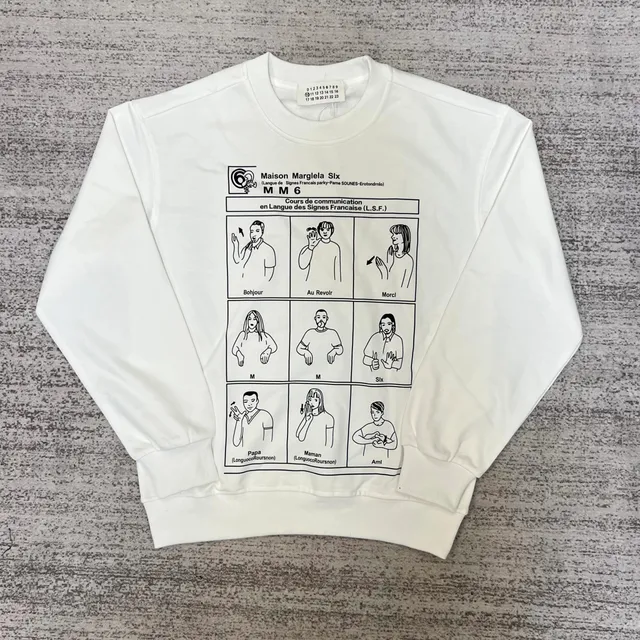 Maison Margiela Crewneck Sweatshirt French Sign Language Print