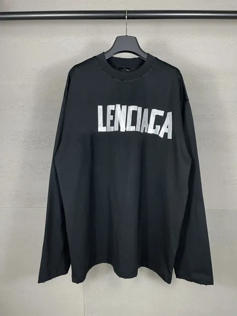 Balenciaga Long-Sleeve Tee Lenciaga Logo