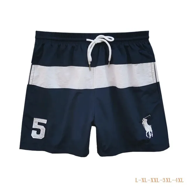 Polo Ralph Lauren Swim Shorts Navy/White Stripe with Number 5