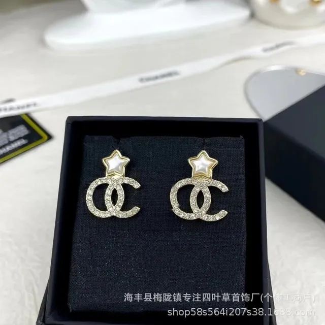 Chanel CC Star Earrings Crystal-Embellished Pearl Star