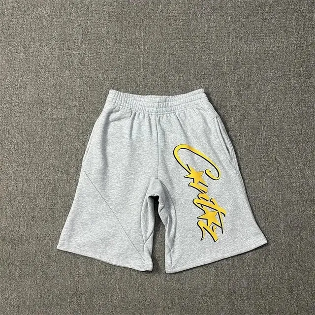 Graphic Sweat Shorts Heather Grey with Yellow Script