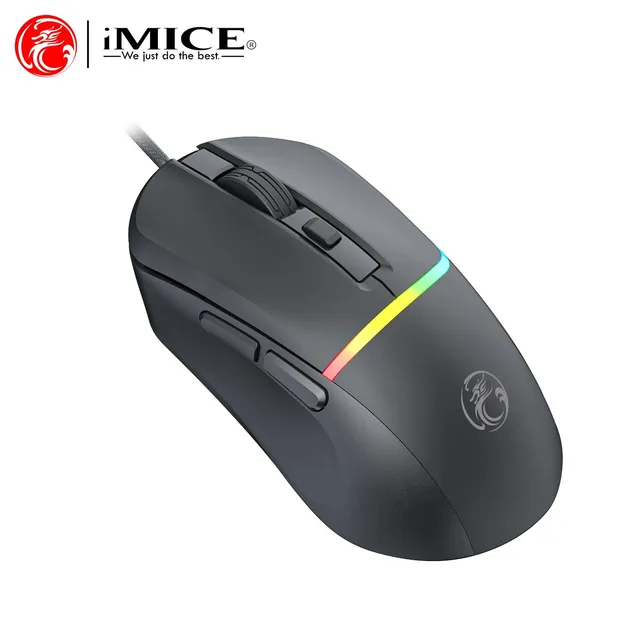 iMICE Wired Mouse Dragon Emblem and Multicolor Light Strip