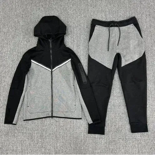 Nike Tech Fleece Hoodie and Joggers Black/Grey Colorblock