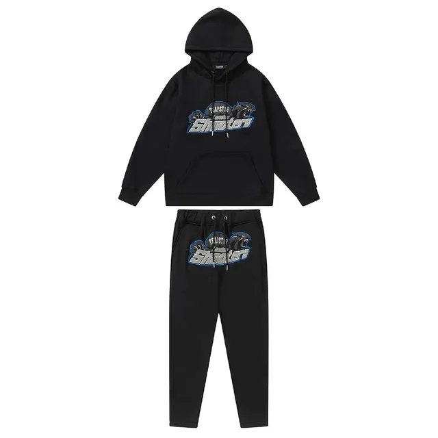 Trapstar Shooters Hoodie & Joggers Set Black with Embroidered Logo