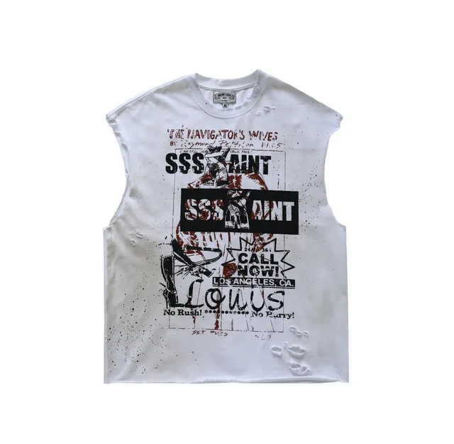 Saint Laurent Sleeveless Graphic Tee The Navigator's Wives Print