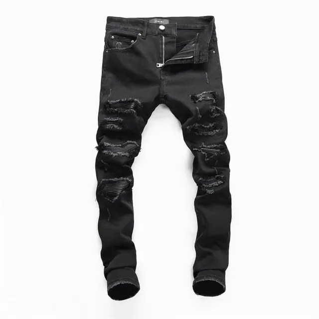 Amiri Distressed Slim Fit Jeans Black Destroyed
