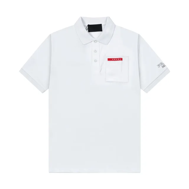 Prada Polo Shirt Red Logo Pocket
