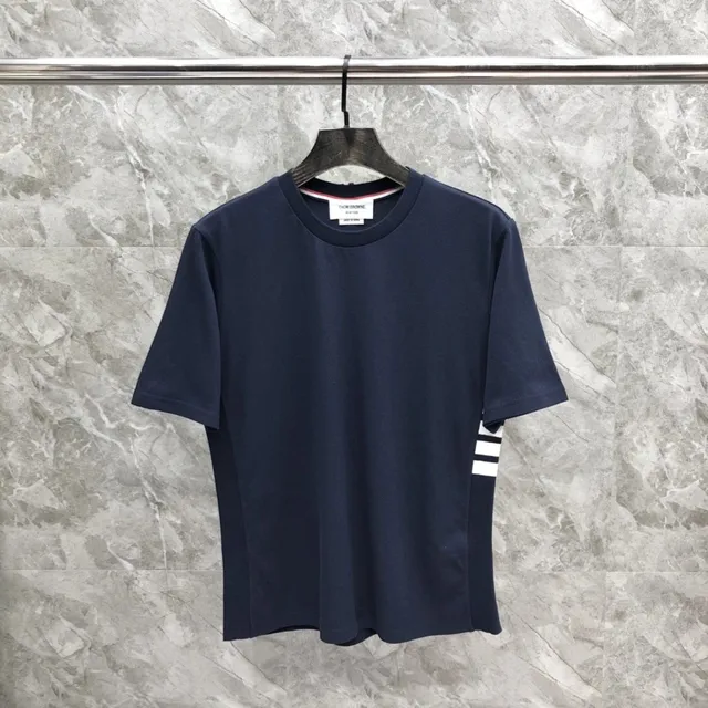 Thom Browne Cotton Tee Four-Bar Stripe Sleeve