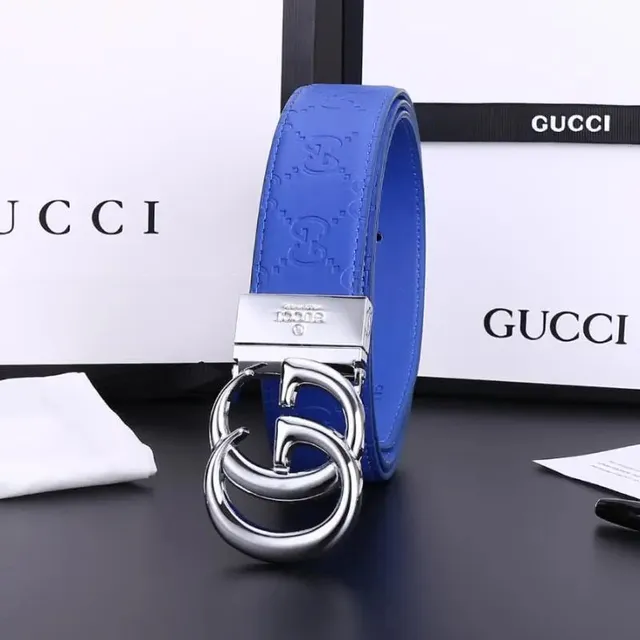 Gucci Horsebit 1955 Belt Blue Leather with Double G Buckle