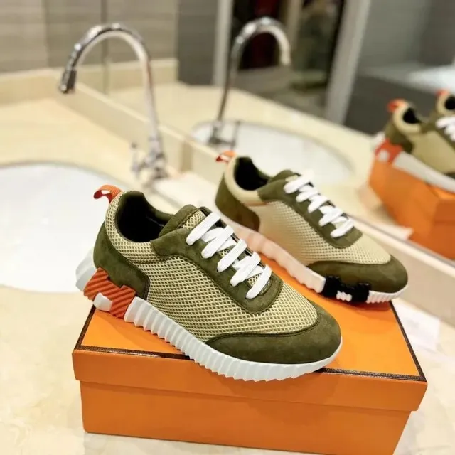 Hermès Run Olive Green Mesh