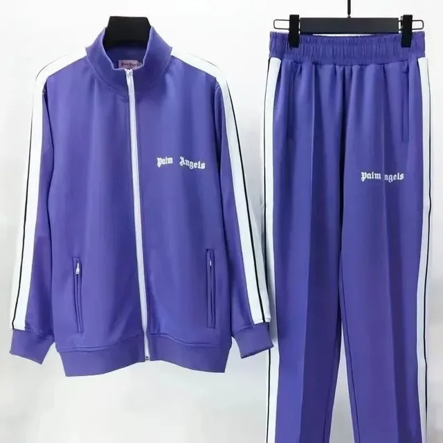 Palm Angels Track Suit Purple with White Stripes