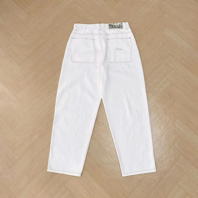 Dime Straight Fit Jeans White with Contrast Stitching