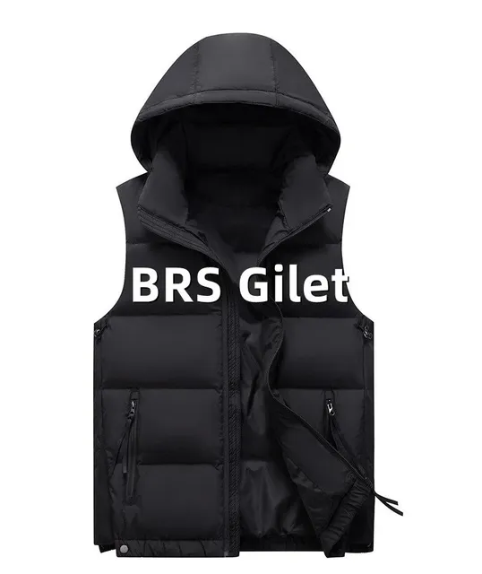Hooded Puffer Vest Solid Black