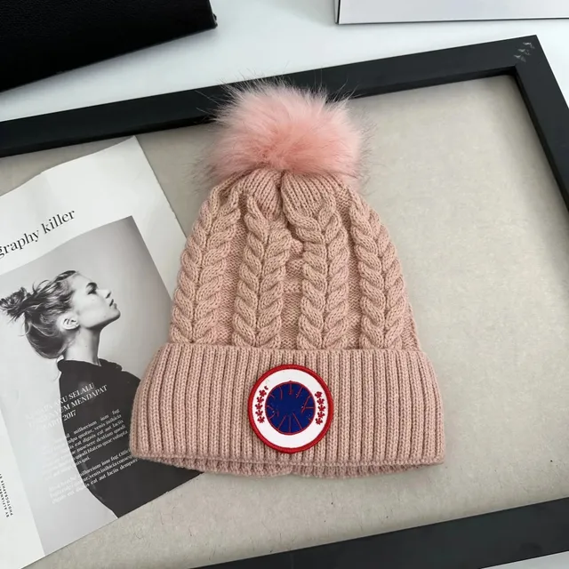 Canada Goose Cable Knit Beanie Pom-Pom