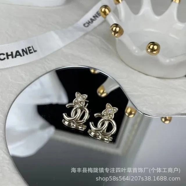 Chanel CC Logo Earrings Crystal-Embellished Bow