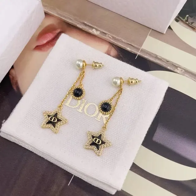Dior Star Earrings Pearl and Enamel