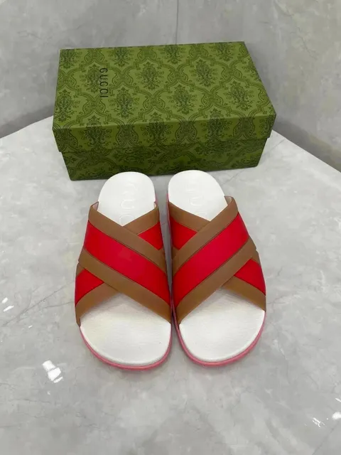 Gucci Rubber Slide Sandals Web Stripe