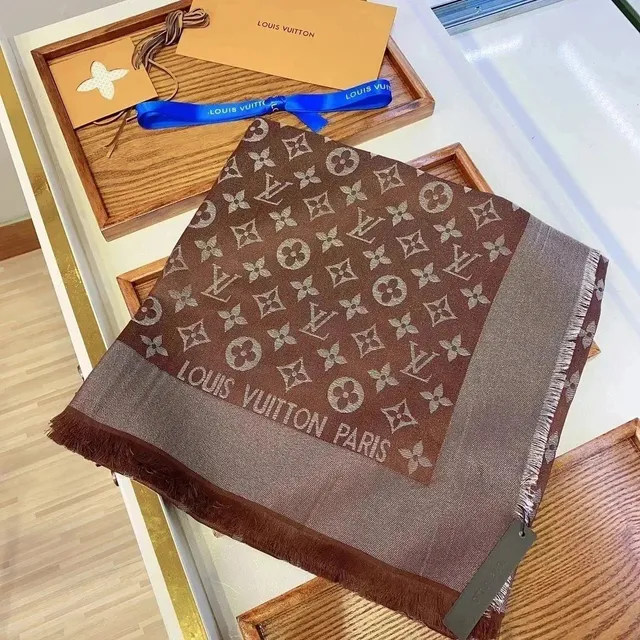 Louis Vuitton Monogram Shawl Brown and Beige