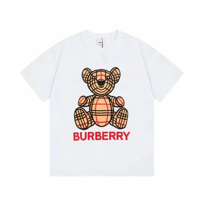 Burberry Bear Graphic Tee Checkered Bear Print