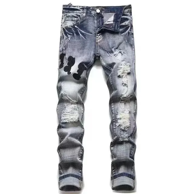 BAPE Distressed Jeans Shark Logo Patch