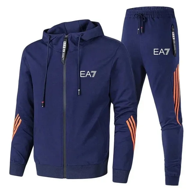 Emporio Armani Track Suit Navy with Orange Stripes