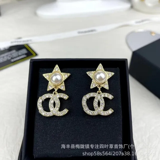 Chanel Star CC Earrings Pearl and Crystal
