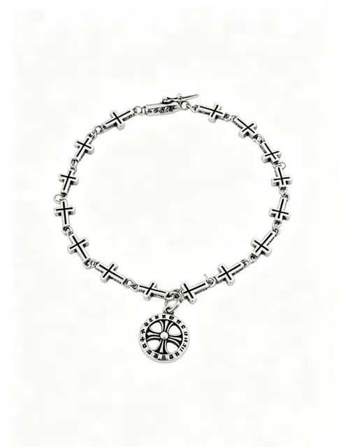 Chrome Hearts Cross Link Bracelet with Maltese Cross Charm