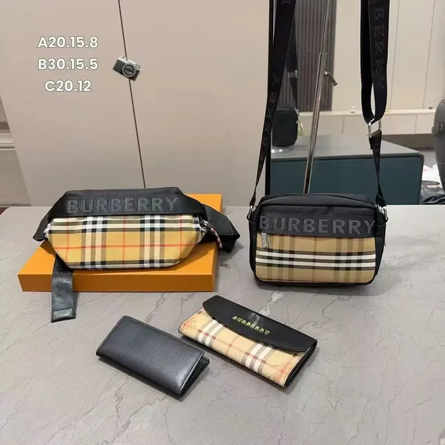 Burberry Check Print Bag Set Vintage Check
