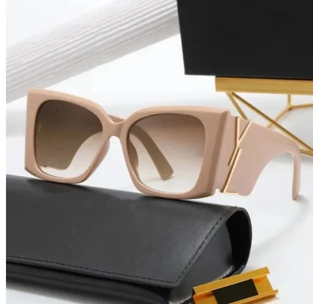 Saint Laurent Square Sunglasses Gold Logo Accent