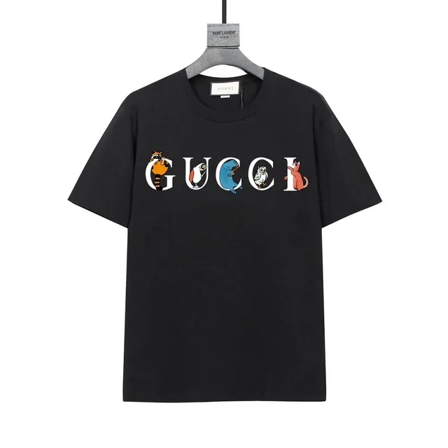 Gucci × Saint Laurent Animal Logo Tee Black with Embroidered Animal Letters