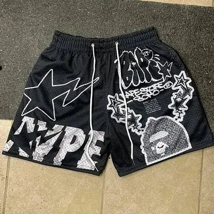 BAPE Mesh Shorts Ape Head Star Print