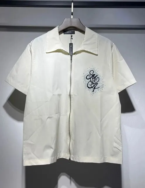 Amiri Zip-Up Shirt Crystal Logo