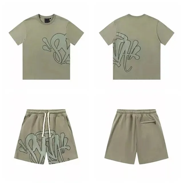 Off-White Graphic Tee and Shorts Set Graffiti Print