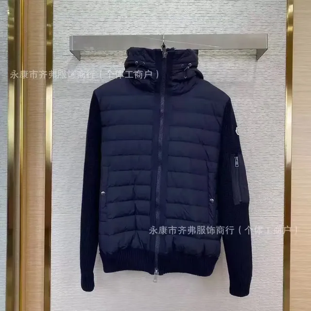 Moncler Knit-Sleeve Puffer Jacket Contrast Sleeve