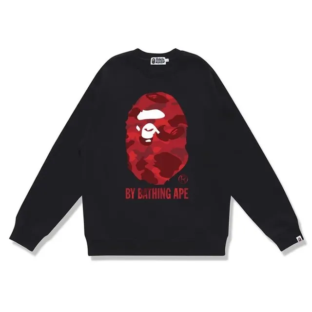 BAPE Crewneck Sweatshirt Red Camo Ape Head