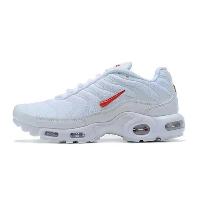 Nike Air Max Plus Triple White with Red Swoosh