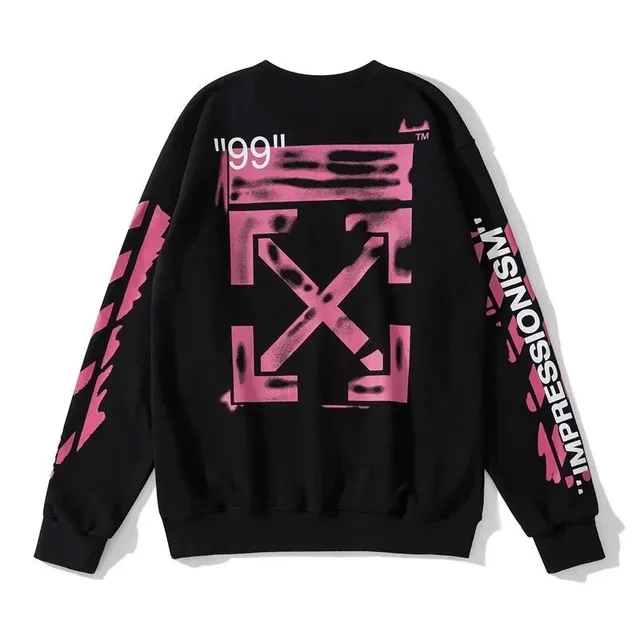 Off-White Cotton Sweatshirt Industrial Print