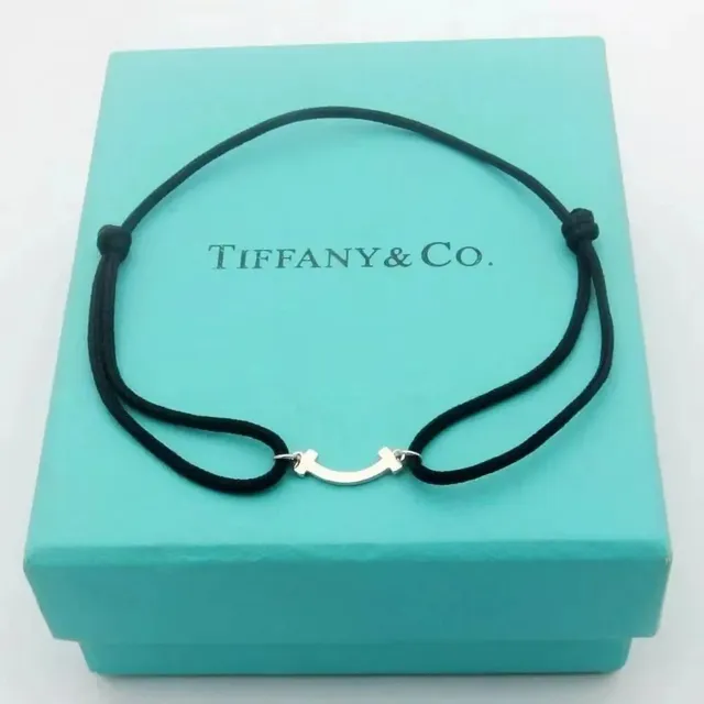 Tiffany & Co. HardWear Bracelet Black Cord with Silver Smile