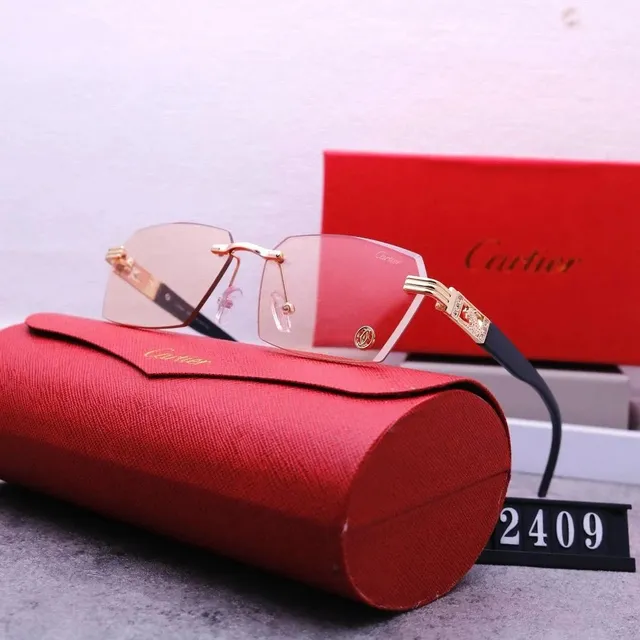 Cartier Juste Un Clou Rimless Gold Frame with Navy Temples